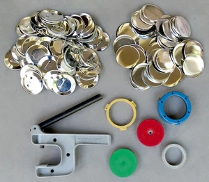 Badge-A-Minit Hand Press Button Maker w/ Rings Shells Fronts Pinbacks Handheld - Picture 1 of 3