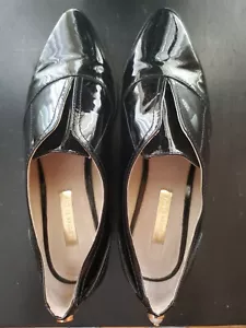 Louise Et Cie Black Flat Oxford Laceless Patent Leather Womens Shoes - Size 5.5M - Picture 1 of 6