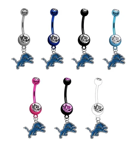 Detroit Lions Football Belly Button Navel Ring Piercing - Pick Color NEW Cover