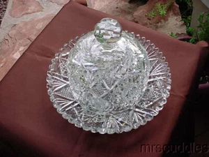 AMERICAN BRILLIANT CUT GLASS BUTTER DISH - Picture 1 of 4