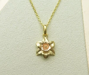 Sterling Silver Gold Plated Celtic Welsh Daffodil Pendant Necklace Mothers Day - Picture 1 of 1