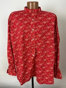 Old West Popover Camicia Uomo XL Frontiera Floreale Western Costume Cowboy Rosso USA - Foto 1 di 16