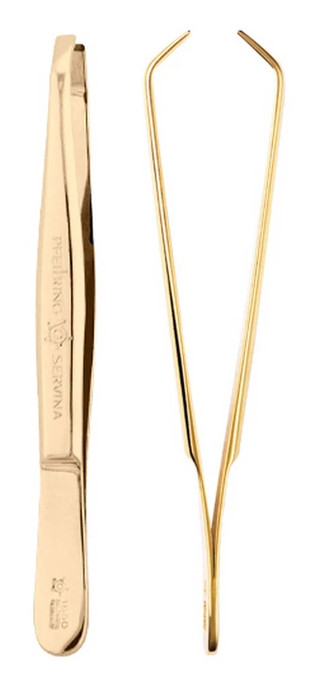 Pfeilring Solingen Pinzette 1850 G 24 Karat vergoldet gekröpft