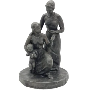 alte Statuette Metallguss Figur "Frauen mit Kind" sig. O. Schäfer 25cm h 2,7kg - Bild 1 von 8