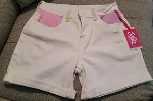 Justice Kinder Mädchen Distressed weiße Denim Shorts 18 Hochhaus Midi Colorblock - Bild 1 von 11