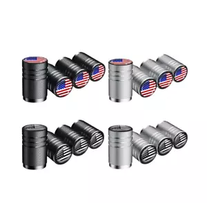 4× American Flag Car Tire Valve Stem Cap Tire Wheel Stem Air Valve Cap Covers - Picture 1 of 17