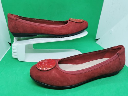 Scarpe piatte Candra Ballet Clarks Artisan donna vino rosso pelle scamosciata taglia 8 5 nuove.