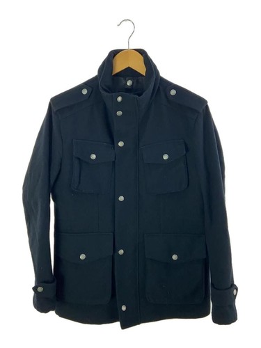 BURBERRY BLACK LABEL altro cappotto M lana spalline BLK tinta unita