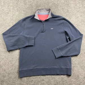 Vineyard Vines Sweater Men M Blue Pullover Zip Long Sleeve Casual Preppy Golf - Picture 1 of 11