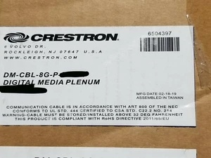 Cable Crestron DM-CBL-8G-P 24/4P medios digitales 8G F/UTP CAT5e azul/50 ft - Imagen 1 de 9