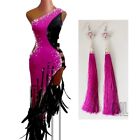 New Women Latin Dance Dress Competition Performance Pink Feather Dance Dress
