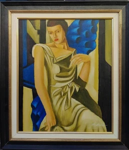 OIL ON CANVAS PAINTING OF THE   WOMAN SIGNED 30 1/4 x 26 1/2 INCHES  - Picture 1 of 2
