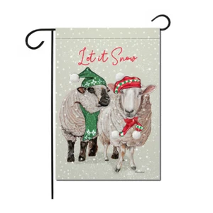 Sheep Cheviot And Hampshire Sheep Christmas Garden Flags Double Sided 12" x 17" - Picture 1 of 1