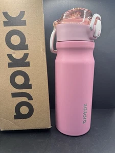 18oz. Travel Tumbler. NIB. Pink BJPKPK Insulated W/Lid and Straw. Carry Handle. - Picture 1 of 6