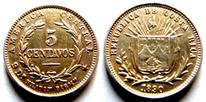 Costa Rica 5 Centavos 1890, Silber - Picture 1 of 7