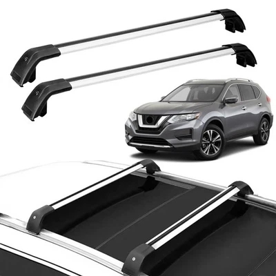 Barras transversales de techo para Nissan Rogue (T32) 2014-2020 rieles de aluminio bloqueables Foto 1 de 4