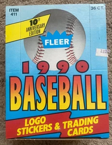 1990 Fleer Baseball Wax Box w/ 36 Factory Sealed Packs - Picture 1 of 2