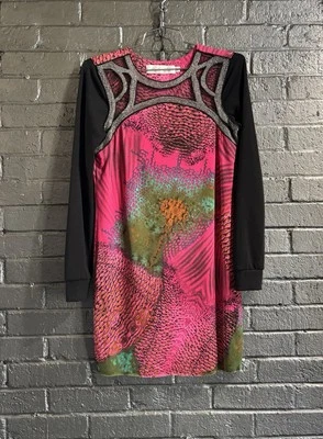 Vestido manga larga estampado abstracto adornado TBAGS Foto 1 de 3