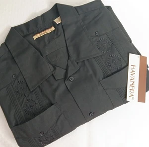 Havanera Guayabera Black Men's Size 2XL XXL Button Short Sleeve Shirt NWT $45 - Picture 1 of 10