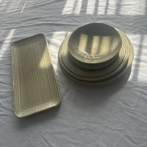 Dudson Harvest Norse Linen Embossed Narrow Rim Plate Lot Of 9 - Picture 1 of 20