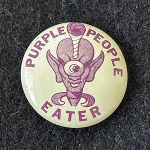 Ancien bouton épingle canard vert culture compteur hippie mangeur de personnes violet - Photo 1/6