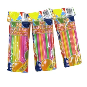 90 Jumbo Wide Disposable Plastic Party Drinking Smoothie Boba Bubble Tea Straws - Picture 1 of 5