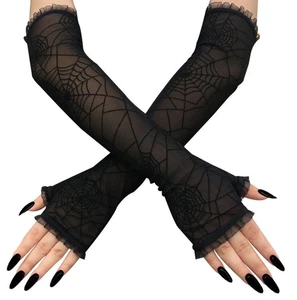 Spinnennetz Handschuhe Halloween Deko - Bild 1 von 7