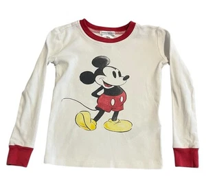Pottery Barn Kids + Disney Mickey Mouse Long Sleeve Shirt Kids Size 6 White Red - Picture 1 of 7