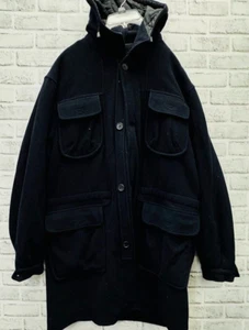 Barneys New York Hooded Peacoat Black Men's Size 52 - Picture 1 of 6