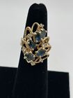 vintage 18k gold filled blue clear rhinestone size 8 ring