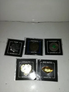 LOT 5 PIN'S LOOTGAMING TANK-FORTRESS-BOSS BATTLE-AUGMENT-STEALTH NEW SEALED - Picture 1 of 4