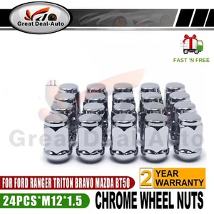 24 x M12x1.5 Chrome Wheel Nuts For Ford Ranger Triton Bravo BT50 Mazda - Picture 1 of 4