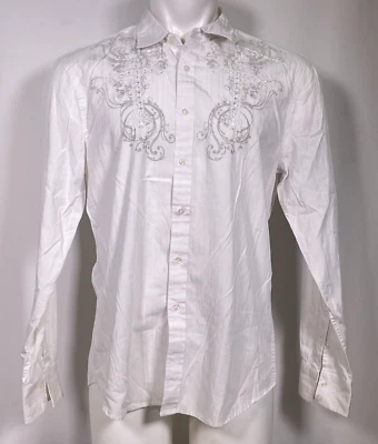 Camisa de Vestir Marc Ecko Corte y Costura Y2K Floral Bordada Blanca Para Hombre GRANDE Foto 1 de 4