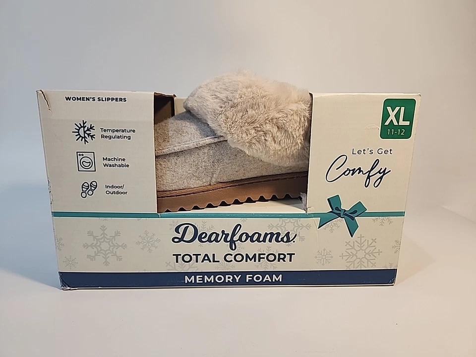 DEARFOAMS Clog Slipper Oatmeal Heather Sz S 5-6 Women Memory Foam Indoor/Outdoor