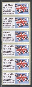 GREAT BRITAIN 2013, UNION JACK SELF-ADHESIVES FOR AUSTRALIA STAMP EXPO, MNH - Bild 1 von 1