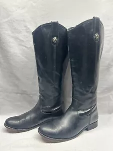 Frye 3477167 Women's 9 Tall Black Leather Round Toe Riding Fashion Cowgirl Boots - Picture 1 of 7
