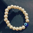 Bracelet Pearl Natural Beads Women Beaded Stretch White Evil Eye Jewelry