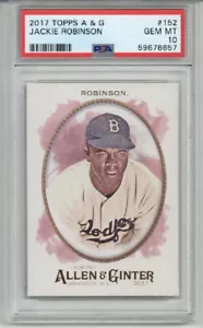 2017 TOPPS ALLEN & GINTER #152 JACKIE ROBINSON CARD DODGERS PSA 10 LOW POP 10 - Picture 1 of 2