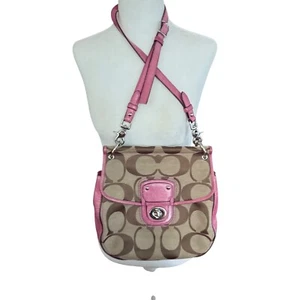 Coach Willis Crossbody Pink Leather Trim 70th year limited edition 7x9x3.5" EUC - Picture 1 of 18