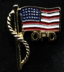 US American Flag Uniform Hat Pin Up OPD Police Citation Award PD MADE IN USA WOW - Picture 1 of 1