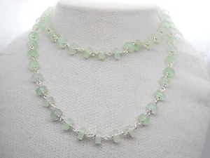 Collana in Crisoprasio Naturale e Argento 925 - Girocollo Pietra Dura - - Foto 1 di 6