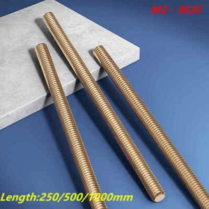 M2 M2.5 M3 M4 M5 M6 M8 M10 M12 M14 M16 M18 M20 Brass Threaded Bar Rod Studding - Picture 1 of 8
