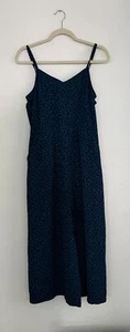 Apt. 9 Women's Blue Cropped Wide Leg Animal Print Jumpsuit Pockets Size Medium - Picture 1 of 12