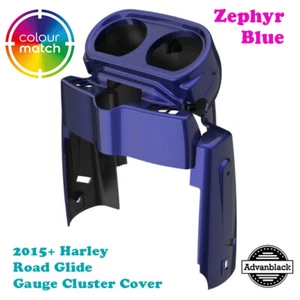 Zephyr Blue Gauge Cluster Cover for Harley Road Glide FLTRX 2015+ - Picture 1 of 5