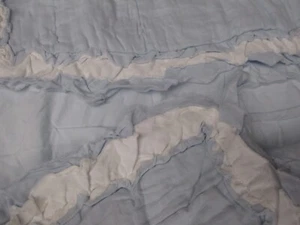 Simply Shabby Chic Cotton Gauze Blue White Raw Edge Ruffled Quilted Euro Sham - Picture 1 of 14