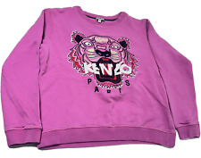 Kenzo Paris Tiger Embroidered Pink Pullover Sweater Sweat Shirt Womens Large