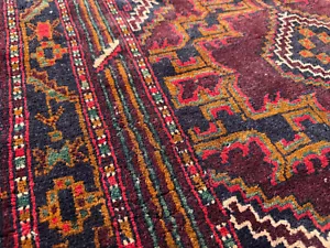 4x6 BLUE ORIENTAL RUG ANTIQUE handmade green purple VINTAGE handwoven fine real - Picture 1 of 17