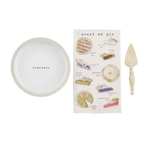 Mud Pie E5 Home Kitchen Boxed Stoneware Pie Plate Set Cream, 9" dia x 2" DEFECT - Picture 1 of 5