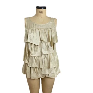 J.Crew Gold/Beige Retro Rüschen Tank Top 100% Seide - Bild 1 von 6