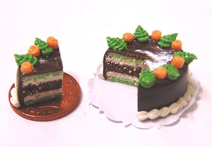 1:12 Scale Sliced Chocolate Layer Cake Tumdee Dolls House Kitchen Food SC24 - Picture 1 of 1